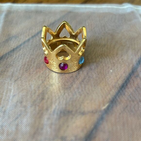 Gold Crown Ring with Multicolor Gemstones size 6 - Picture 2 of 5